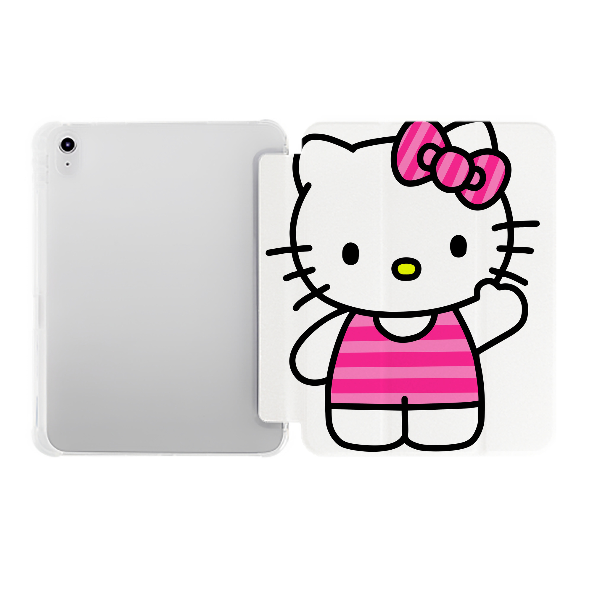 （画像用） Hello Kitty ハローキティ IPad ケース ペン収納付き 三つ折りスタンド PUレザー×シリコン 対応機種9.5/10.5/10.9インチ